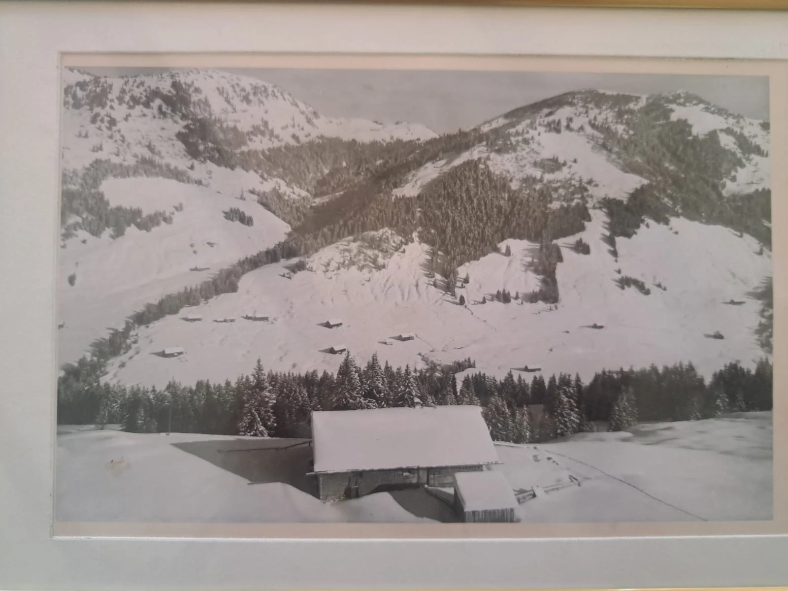 Historische Aufnahme des Almhofs vor 1960 in Balderschwang